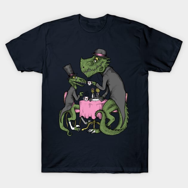 Jurassic Tea Party T-Shirt by inkninja